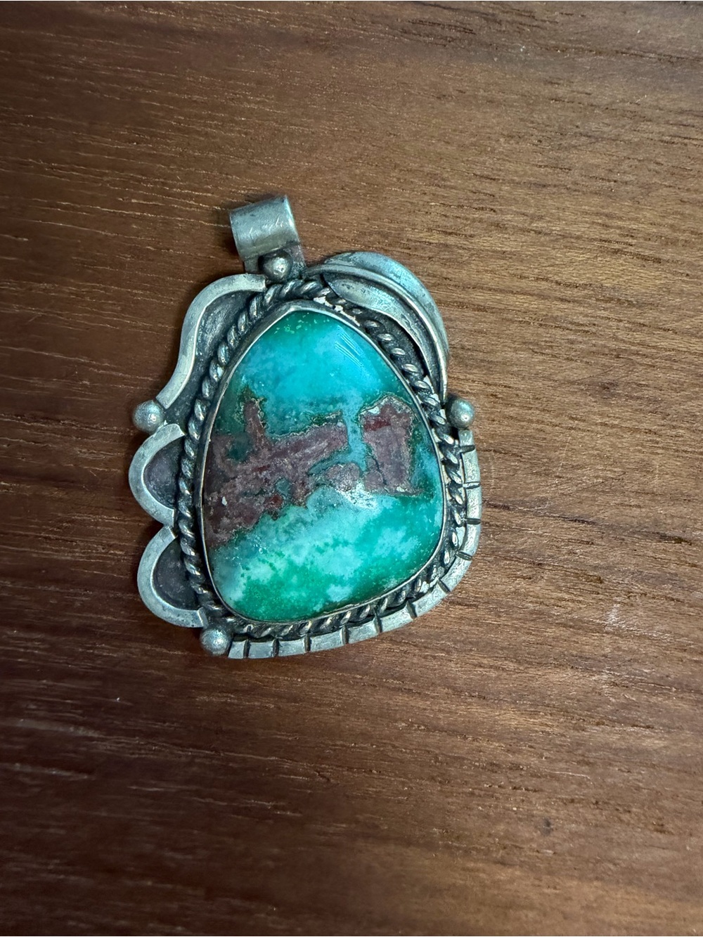 Vintage Turquoise Stone Sterling-Style Pendant